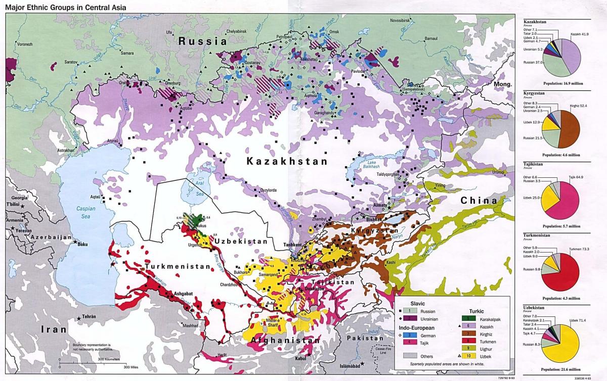 mappa di il Kazakistan popolazione