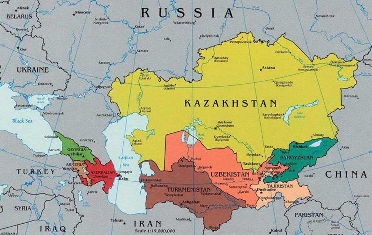 mappa Kazakistan paesi circostanti