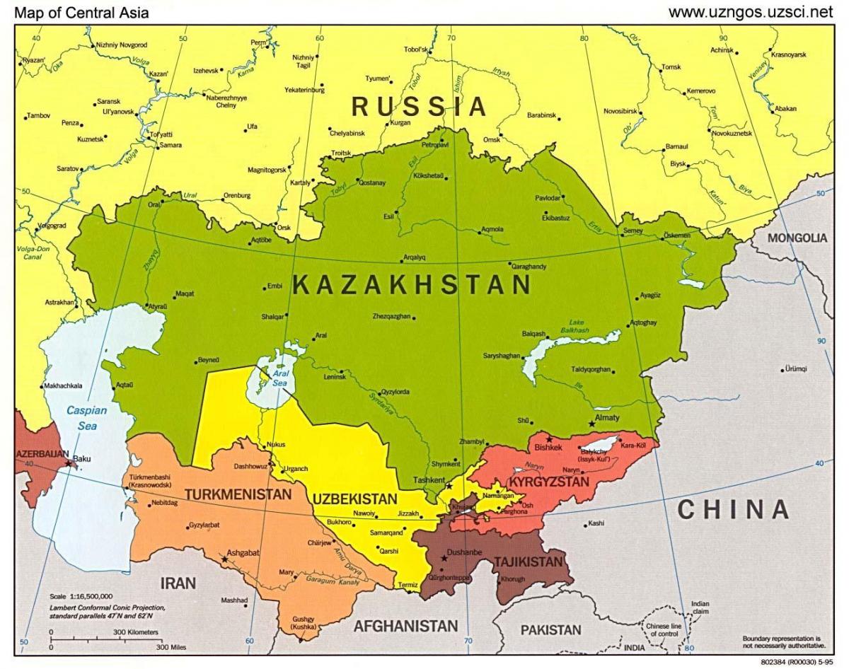 mappa di il Kazakistan mappa dell'asia