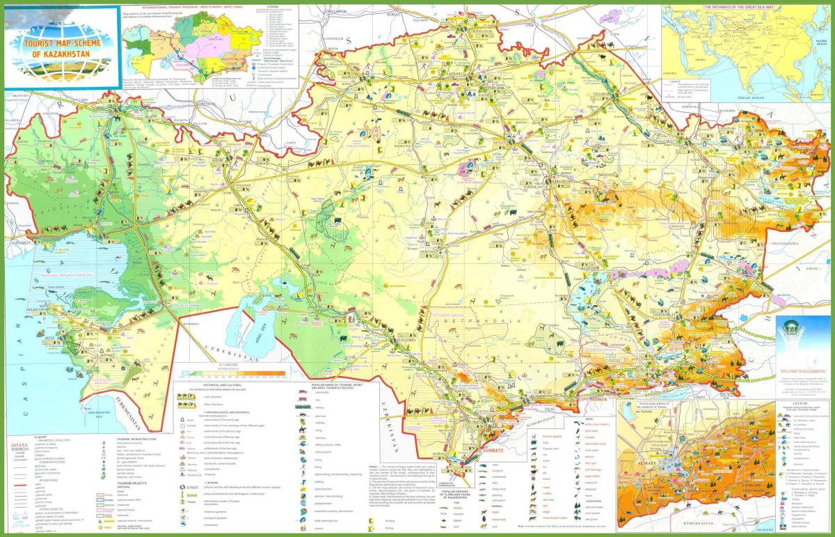 mappa di il Kazakistan turistiche